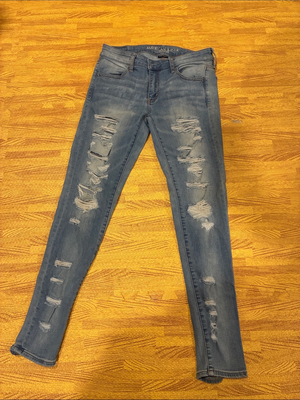 American Eagle Outfitters Distressed Skinny Jeans - Blue